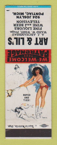Matchbook Cover - Art & Lil's Bar Pontiac MI AJ Archambeau pinup