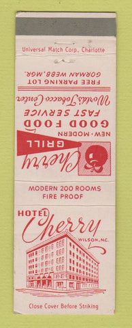 Matchbook Cover - Hotel Cherry Grill Wilson NC