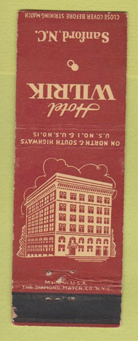 Matchbook Cover - Hotel Wilrik Sanford NC WEAR