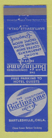 Matchbook Cover - Burlingame Hotel Bartlesville OK