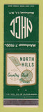 Matchbook Cover - North Hills Country Club Manhasset LI NY