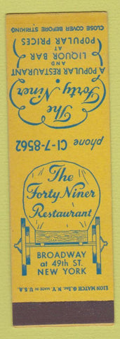 Matchbook Cover - Forty Niner Restaurant New York City SAMPLE