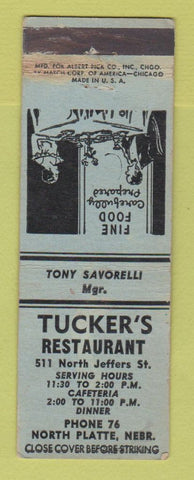 Matchbook Cover - Tucker's Restaurant North Platte NE WORN