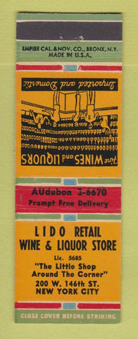 Matchbook Cover - Lido Retail Wine Liquor Store New York City