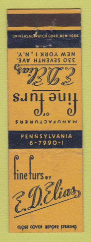 Matchbook Cover - ED Elias Furs New York City