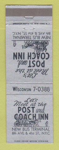 Matchbook Cover - Post and Coach Inn New York City