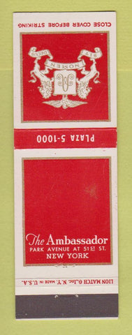 Matchbook Cover - Ambassador Hotel New York City