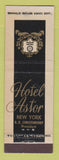 Matchbook Cover - Hotel Astor New York City