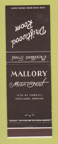 Matchbook Cover - Mallory Motor Hotel Portland OR Driftwood Room
