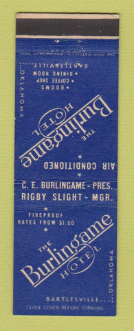 Matchbook Cover - Burlingame Hotel Bartlesville OK