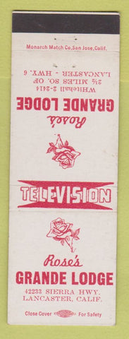 Matchbook Cover - Rose's Grande Lodge Lancaster CA