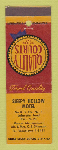 Matchbook Cover - Quality Courts Motel Sleepy Hollow Rye NH motel