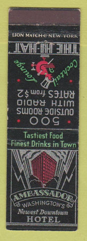 Matchbook Cover - Ambassador Hotel Washington DC Hi Hat Cocktail Lounge