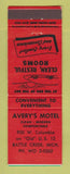 Matchbook Cover - Avery's Motel Battle Creek MI