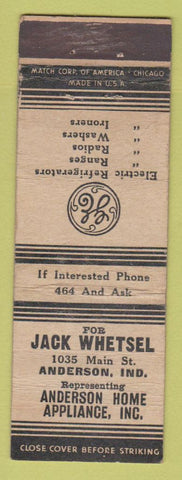 Matchbook Cover - Jack Whetsel GE Appliances Anderson IN WORN