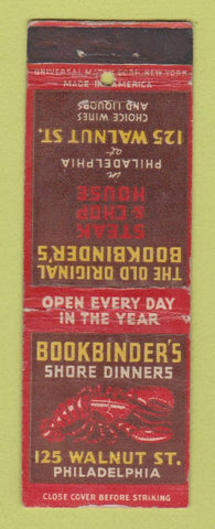 Matchbook Cover - Bookbinder's Restaurant Philadelphia PA WEAR