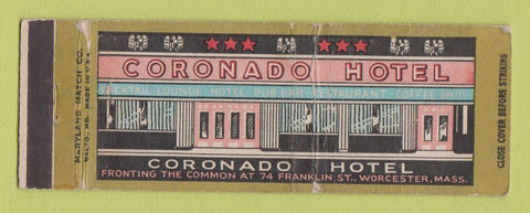 Matchbook Cover - Coronado Hotel Worcester MA WEAR