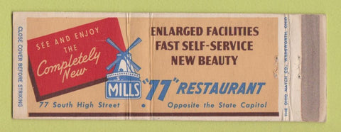 Matchbook Cover - Mills 77 Restaurant  Detroit MI