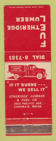 Matchbook Cover - Etheridge Lumber Fuel Chehalis WA