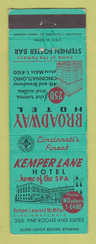 Matchbook Cover - Kemper Lane Hotel Cincinnati OH Broadway Hotel