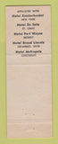 Matchbook Cover - Kemper Lane Hotel Cincinnati OH Broadway Hotel