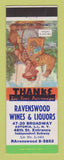 Matchbook Cover - Ravenswood Wines Liquors Astoria LI NY