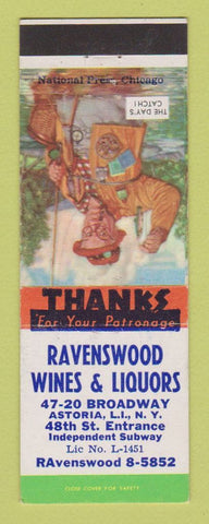 Matchbook Cover - Ravenswood Wines Liquors Astoria LI NY