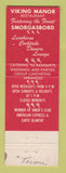 Matchbook Cover - Viking Manor Restaurant Lynbrook LI NY
