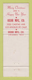 Matchbook Cover - Merry Christmas Hehr Manufacturing Los Angeles CA WEAR