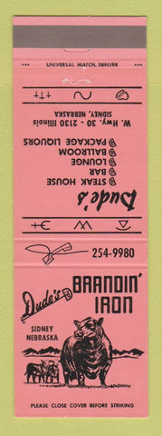Matchbook Cover - Dude's Brandin Iron Steaks Sidney NE