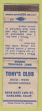 Matchbook Cover - Tony's Club Oakland CA WEAR