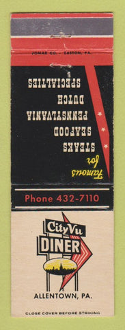 Matchbook Cover - City Vu Diner Allentown PA
