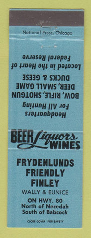 Matchbook Cover - Frydenlunds Friendly Finley Necedah WI
