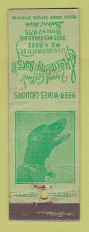 Matchbook Cover - Frank Collins' Harmony Bars Detroit MI WORN
