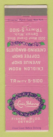 Matchbook Cover - Louis Sherry Restaurant Detroit MI Fisher Building