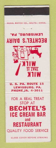 Matchbook Cover - Bechtel's Ice Cream Lewisburg PA