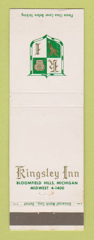 Matchbook Cover - Kingsley Inn Bloomfield Hills MI