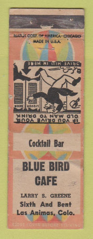 Matchbook Cover - Blue Bird Cafe Las Animas Colorado WORN