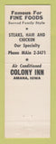 Matchbook Cover - Colony Inn Amana IA Full Length