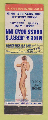 Matchbook Cover - Mike & Jerry's Cross Road Inn Uhrichsville OH pinup WEAR
