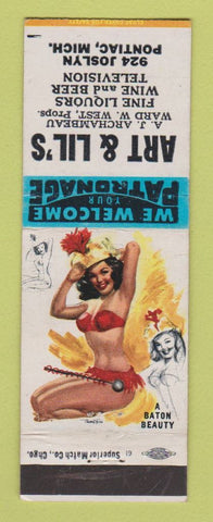 Matchbook Cover - Art & Lil's Pontiac MI pinup