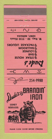Matchbook Cover - Dude's Brandin Iron Steaks Sidney NE