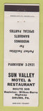 Matchbook Cover - Sun Valley Motel Restaurant Drums PA