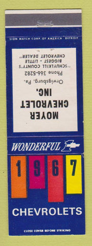 Matchbook Cover - 1967 Chevrolet Moyer Orwigsburg PA