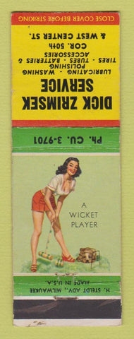 Matchbook Cover - Dick Zrimsek Service oil gas pinup
