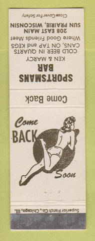 Matchbook Cover - Sportsmans Bar Sun Prairie WI girlie