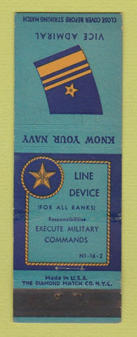Matchbook Cover - Know Your Navy Vice Admiral WORN