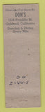Matchbook Cover - Don's Pinup Oakland CA WEAR