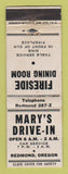 Matchbook Cover - Mary's Drive In Redmond OR WORN
