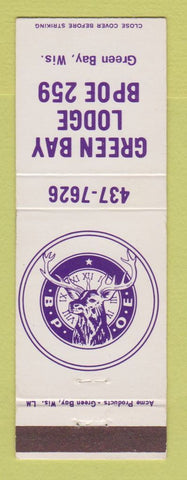 Matchbook Cover - Elks Lodge Green Bay WI